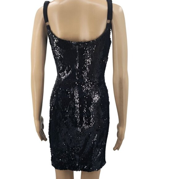 Dress The Population Black Sequin Sleeveless Mini Dress Womens XS - Picture 3 of 7